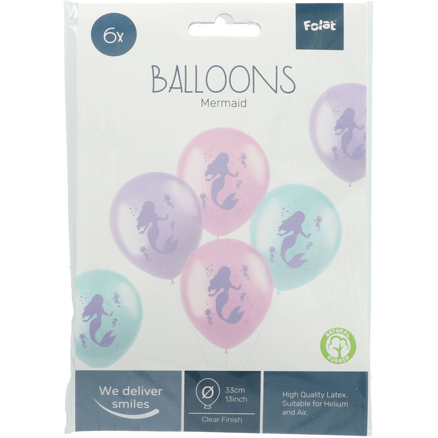 Mermaid Pastel Coloured Latex Multicolored Party Balloons - (33 cm - 6 pieces) - Anilas UK