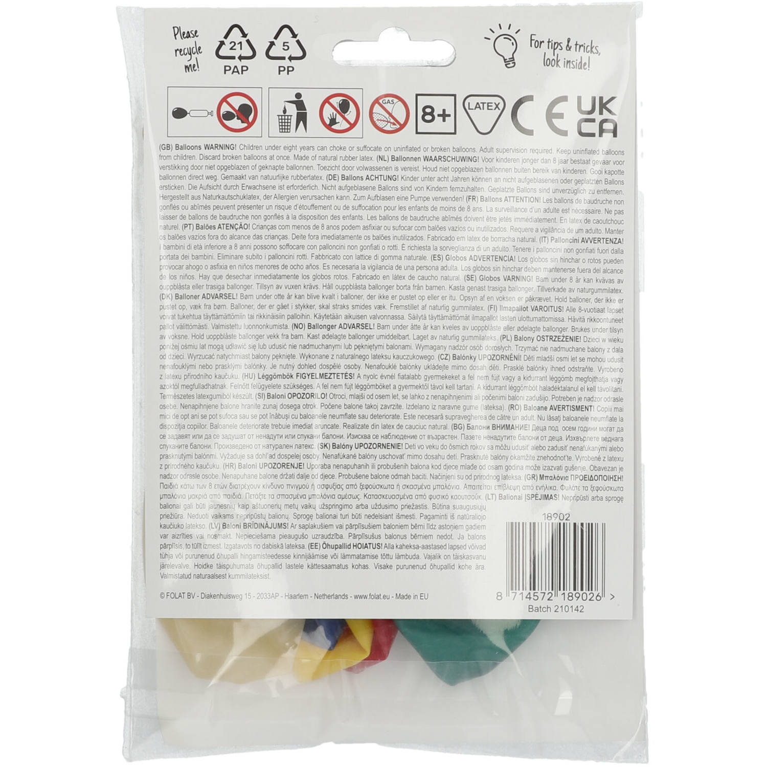 Balloons Age 2 Years Multicolored 33cm - 6 Pieces - Anilas UK