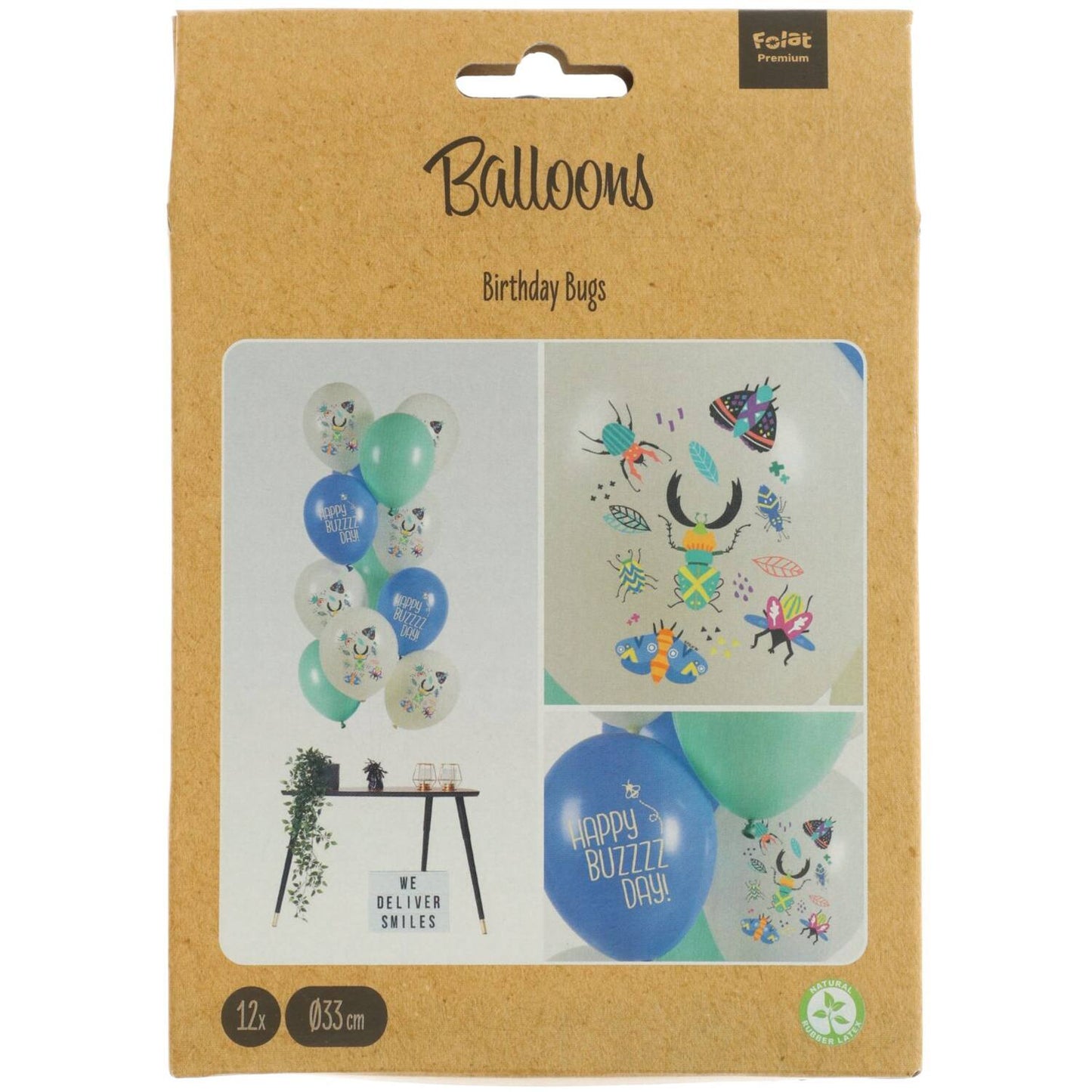 Birthday Bugs Latex Balloons 33 cm, 12 Pack