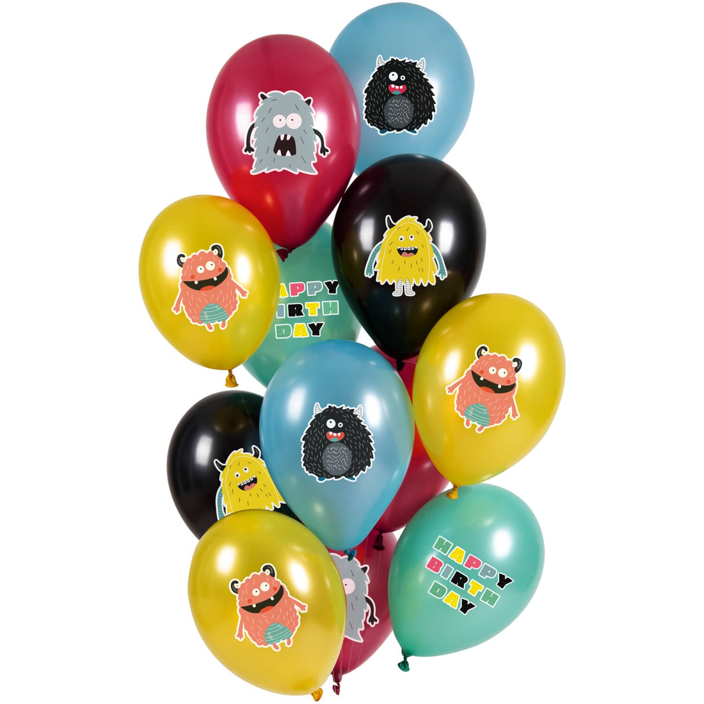 Monster Bash Birthday Latex Balloons 33 cm, 12 Pack