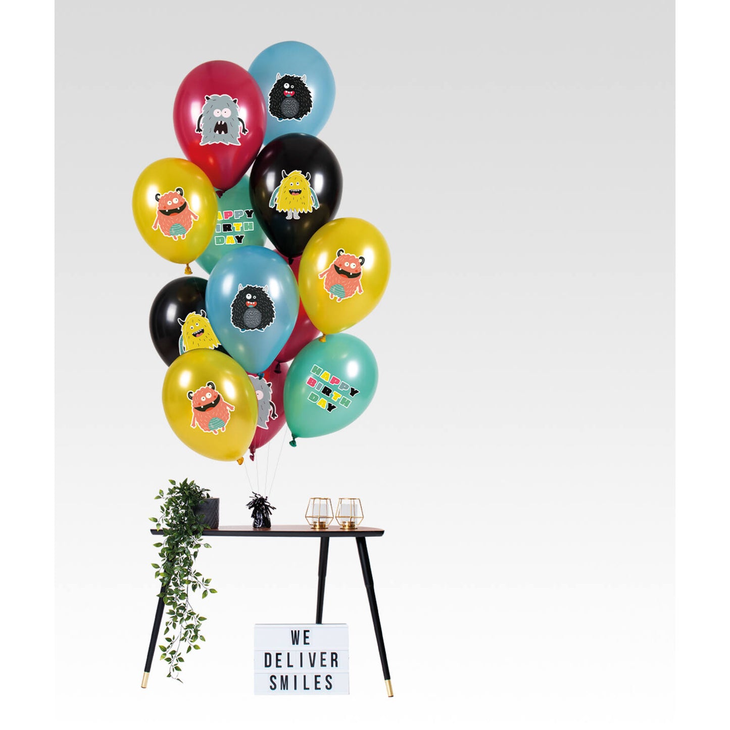 Monster Bash Birthday Latex Balloons 33 cm, 12 Pack