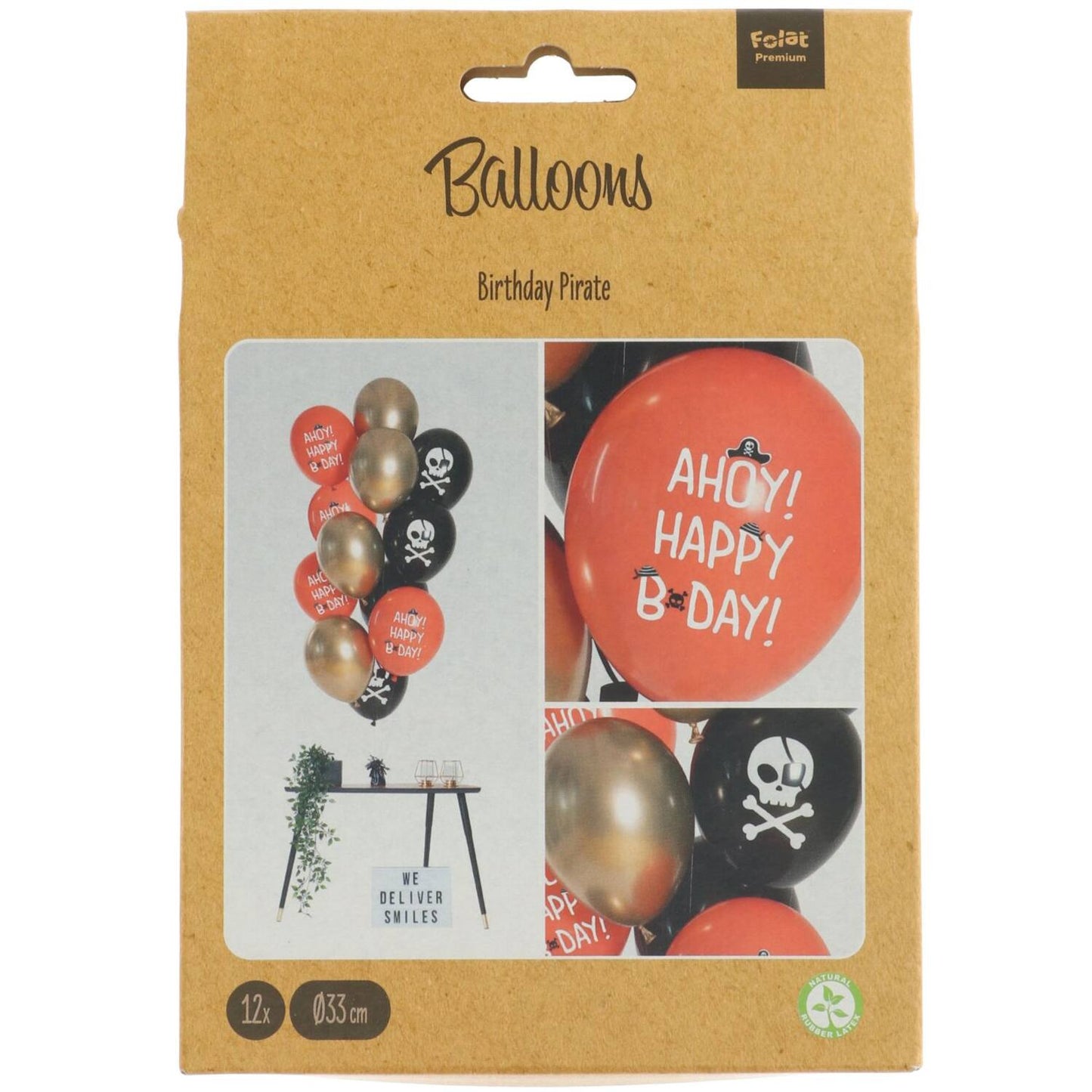 Birthday Pirate Latex Balloons 33 cm, 12 Pack
