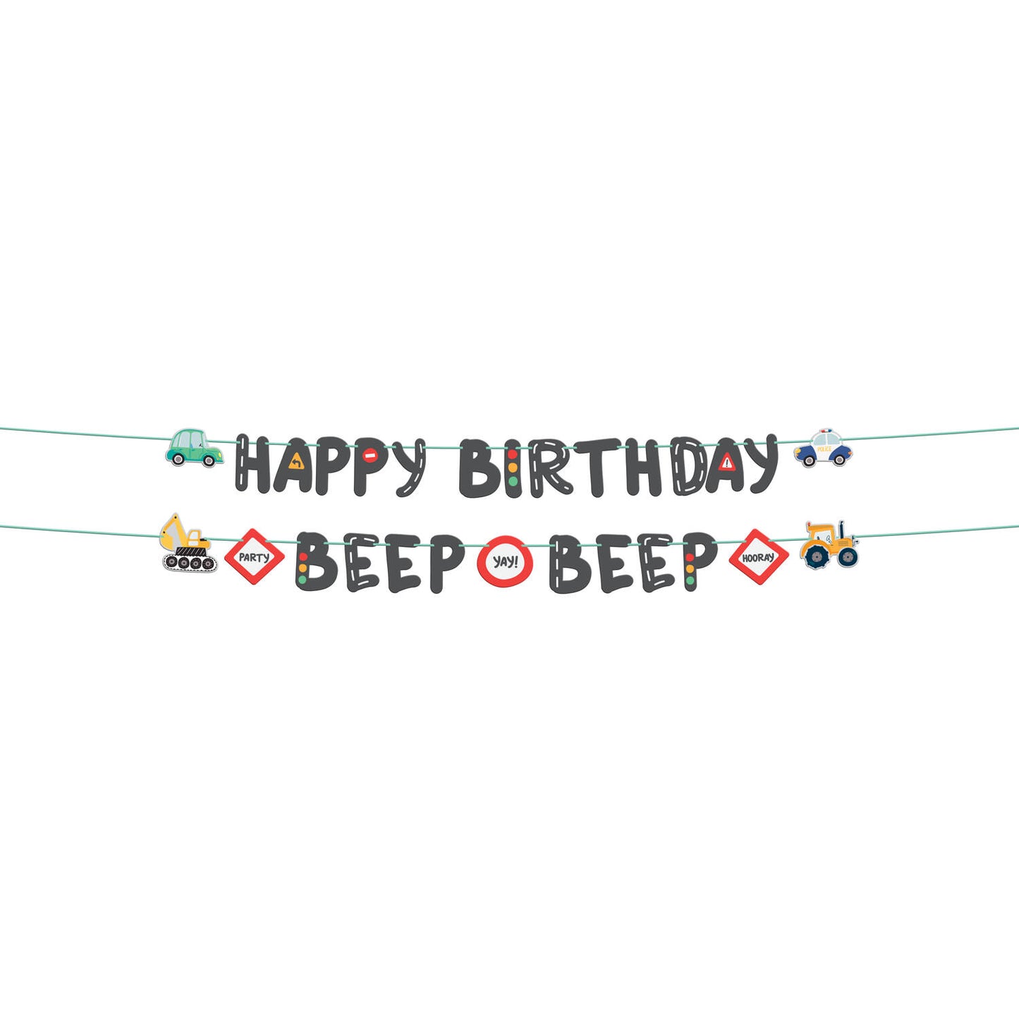 Wacky Wheels Happy Birthday Letter Party Banner Set - Anilas UK