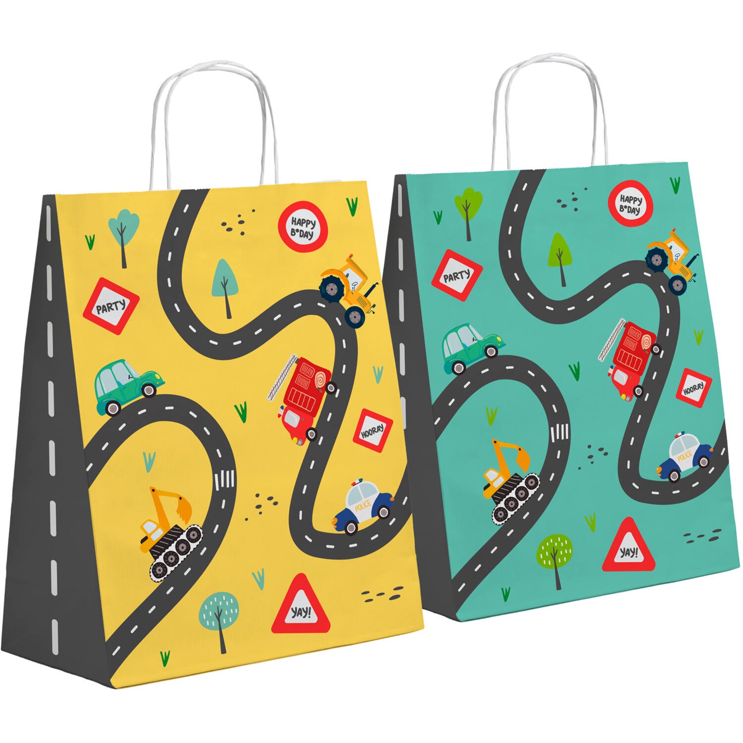Wacky Wheels Party/Gift Bags, 20 x 27 cm (Pack of 1 or 6) - Anilas UK