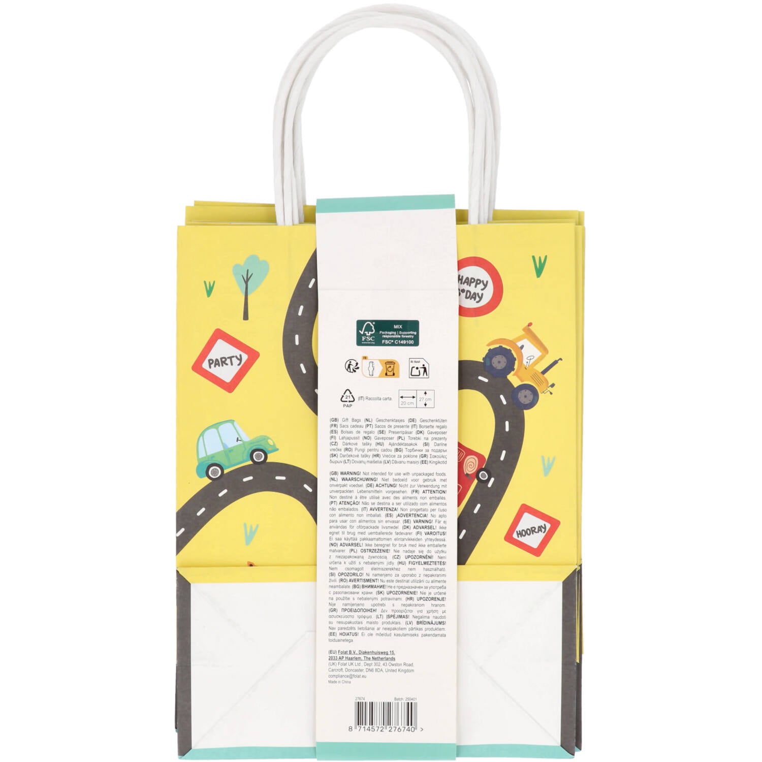 Wacky Wheels Party/Gift Bags, 20 x 27 cm (Pack of 1 or 6) - Anilas UK
