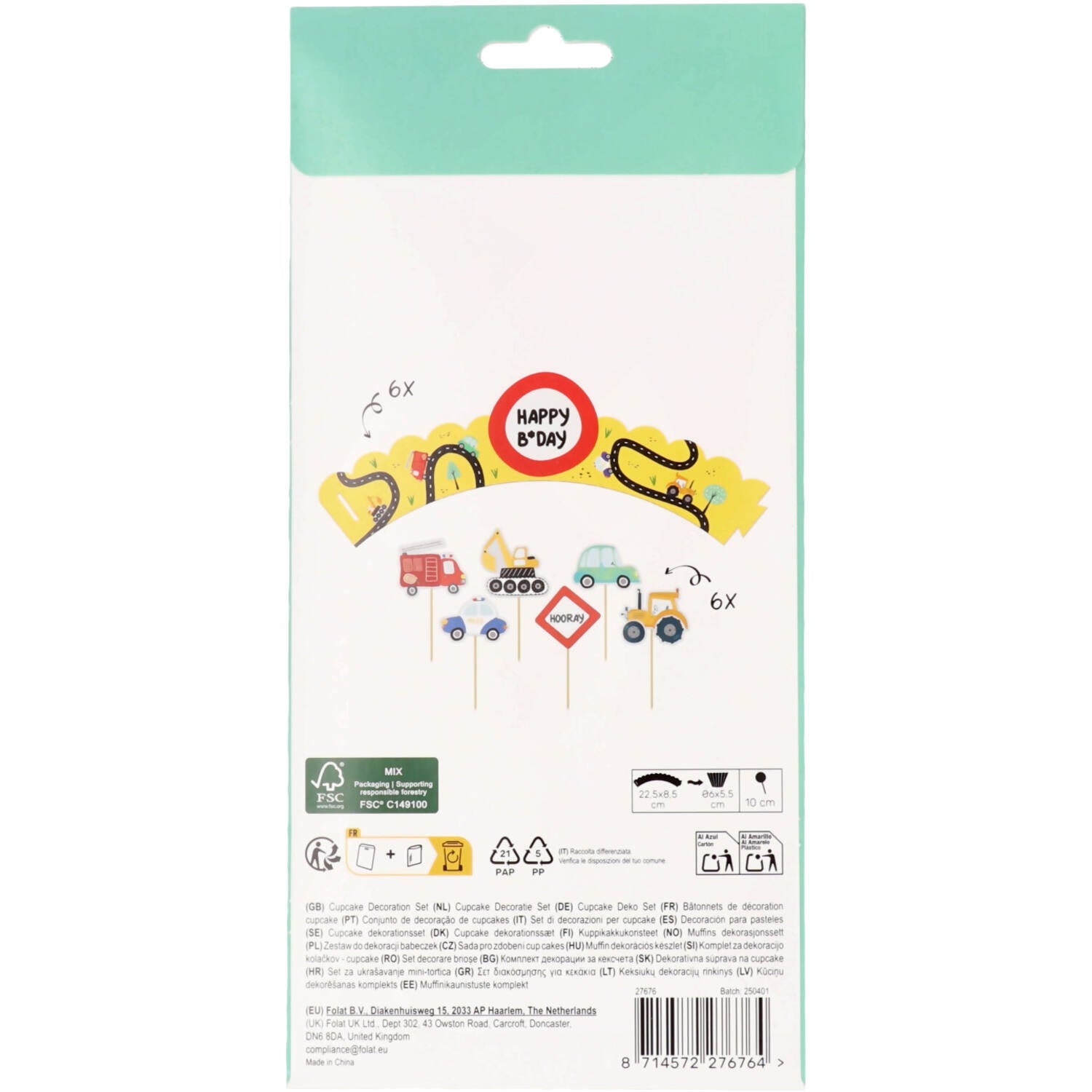 Wacky Wheels Cupcake Topper Decoration Set (6 Sets) - Anilas UK