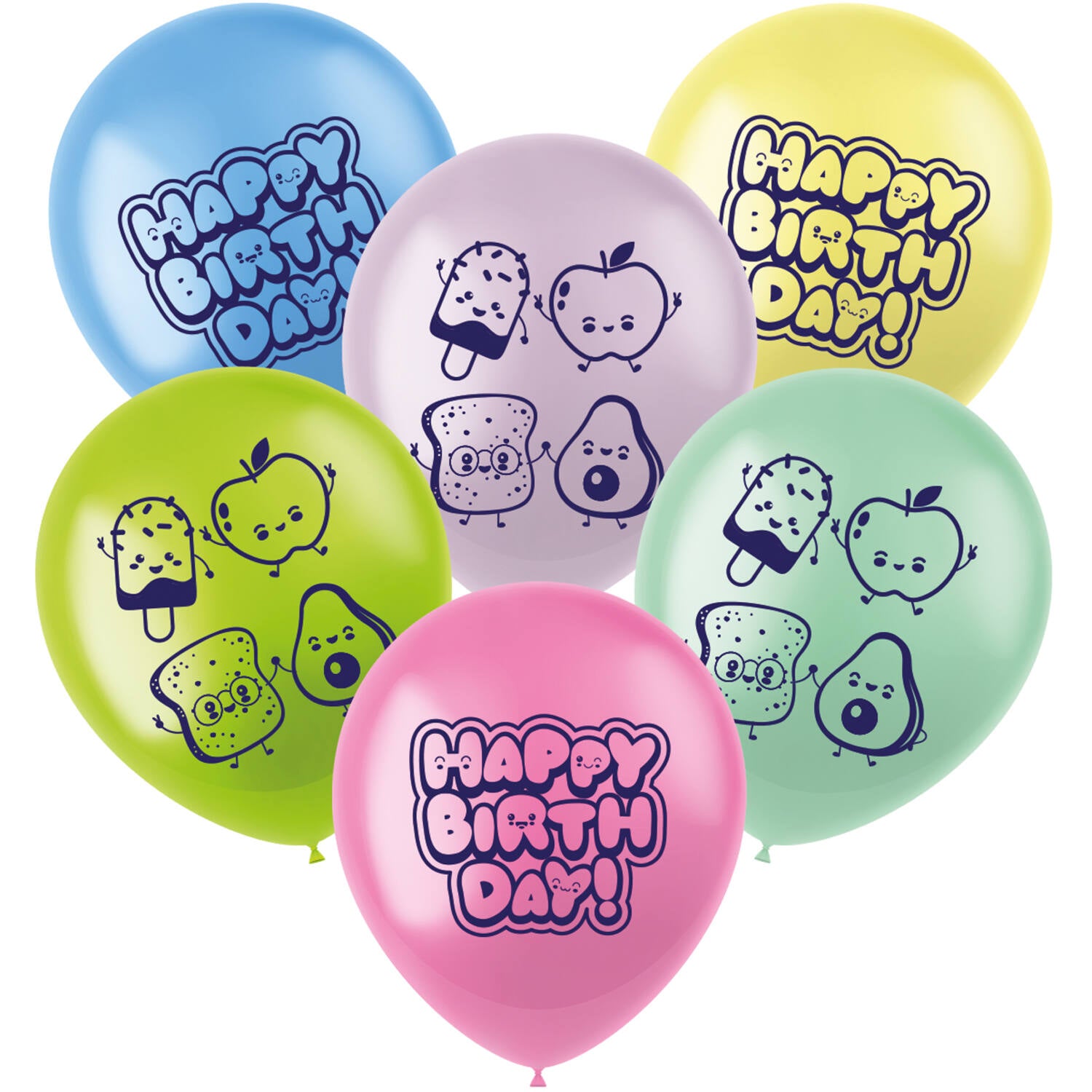 Kawaii Party Latex Balloons 33 cm, 6 Pack - Anilas UK