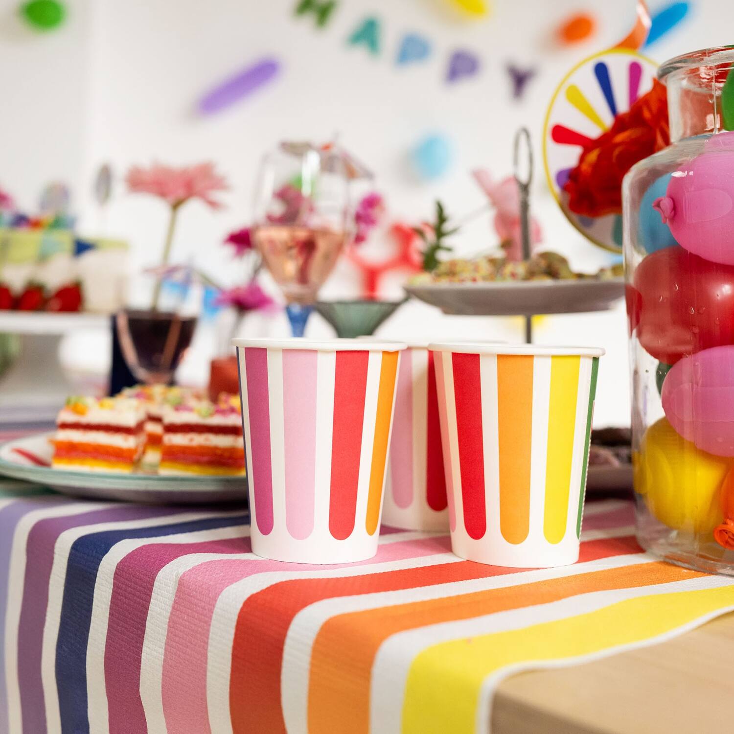 Stripetastic Paper Cups 250 ml (Pack of 8) - Anilas UK