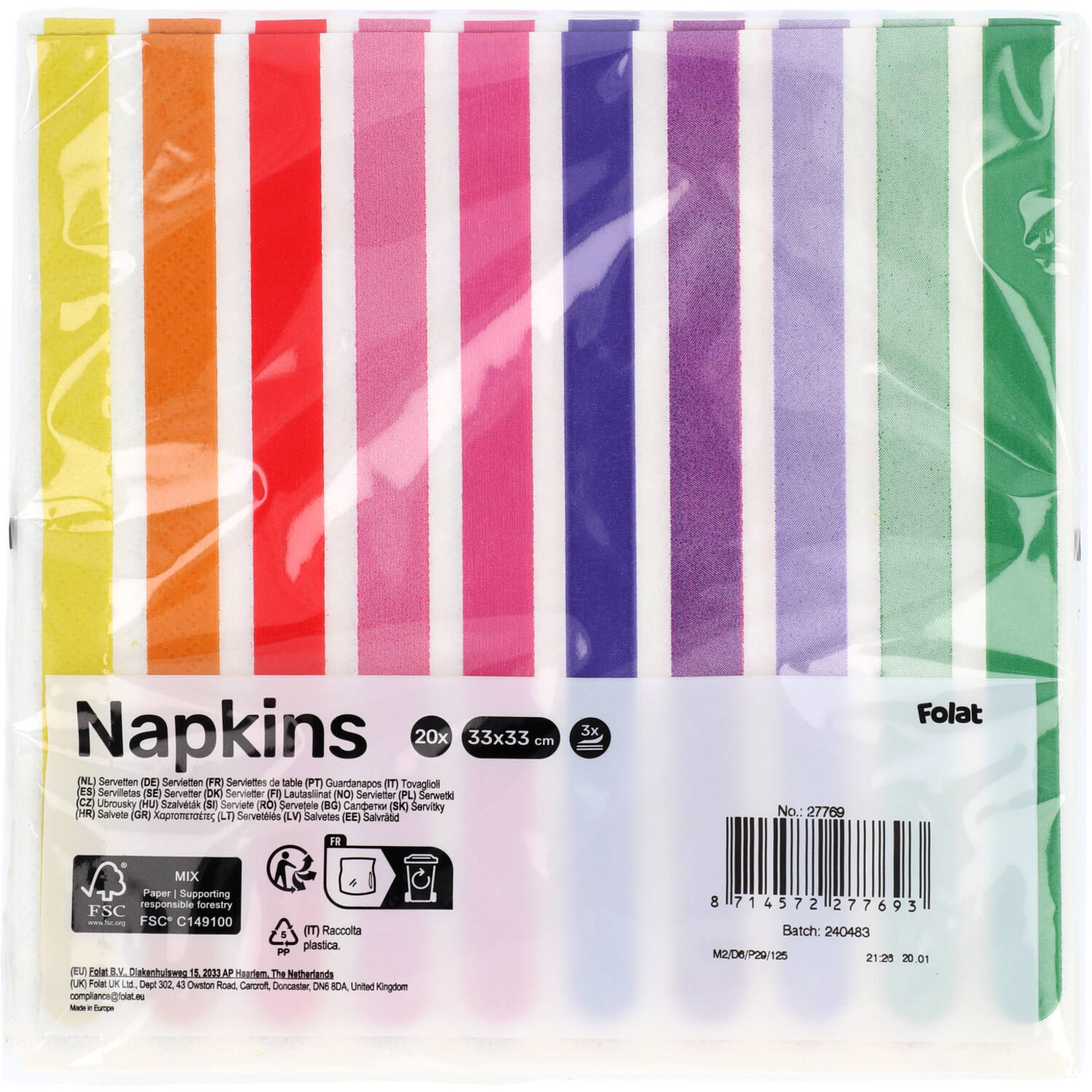 Stripetastic Napkins 33 × 33 cm (Pack of 20) - Anilas UK