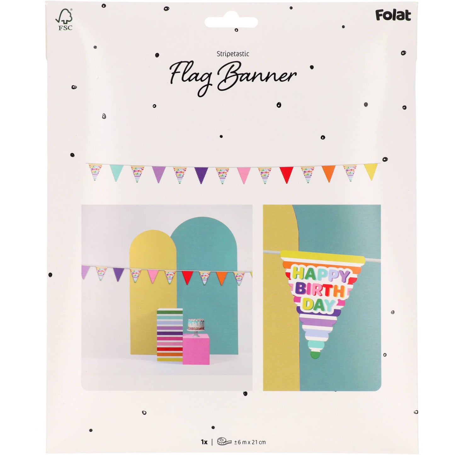 Stripetastic Birthday Party Bunting Banner 6m - Anilas UK