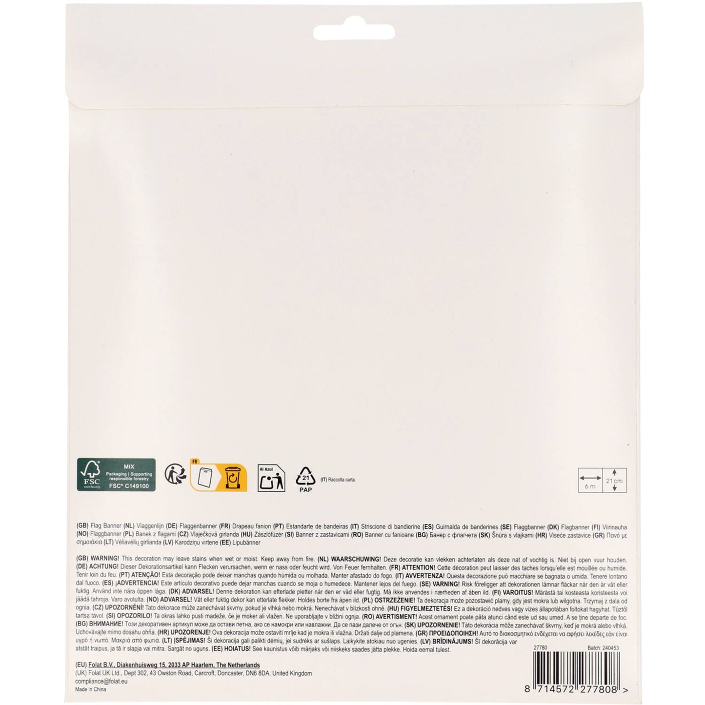 Stripetastic Birthday Party Bunting Banner 6m - Anilas UK