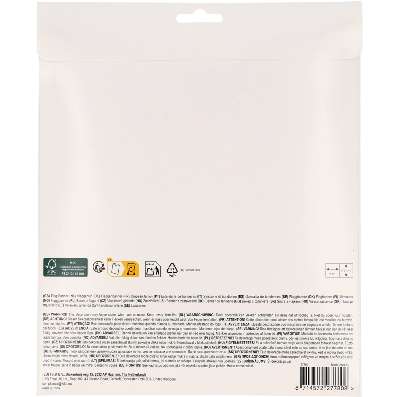 Stripetastic Birthday Party Bunting Banner 6m - Anilas UK