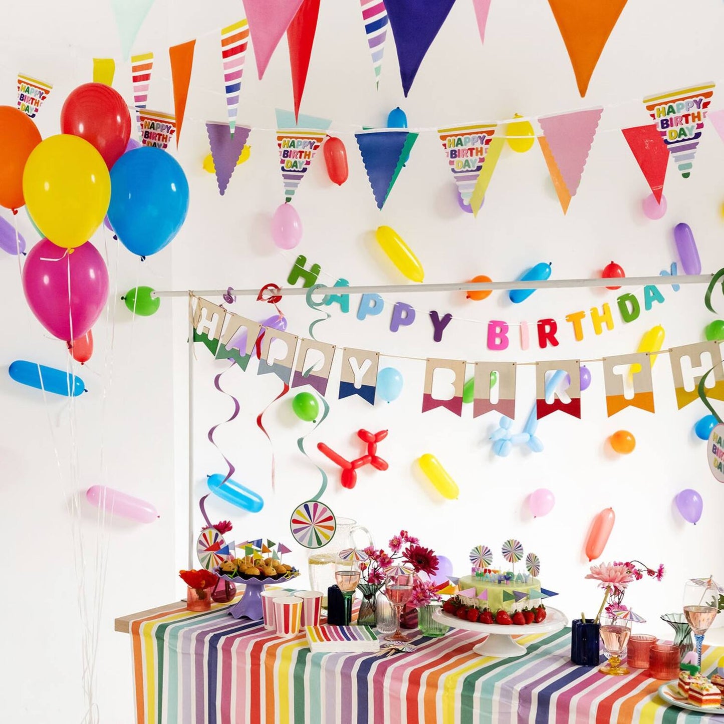 Stripetastic Birthday Party Bunting Banner 6m - Anilas UK