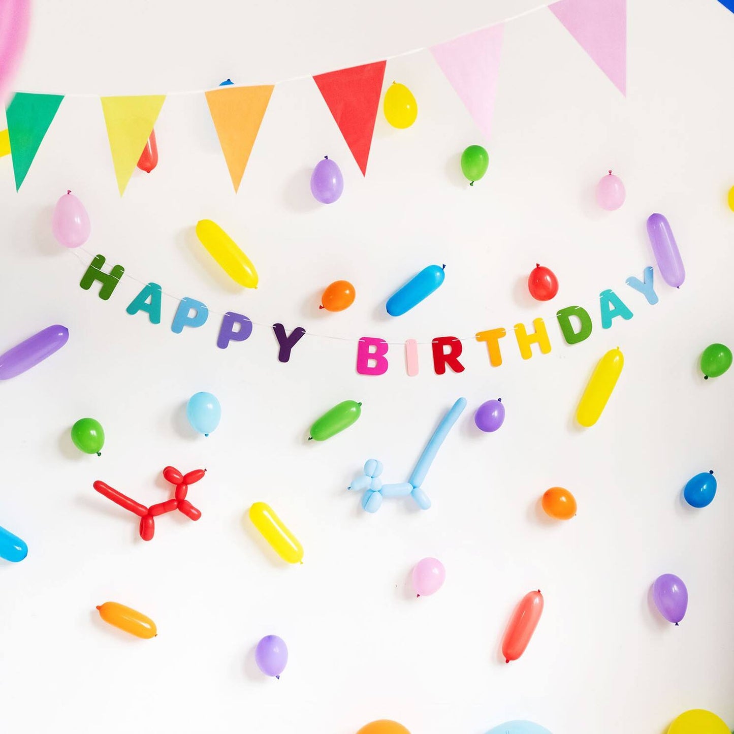 Stripetastic Felt Happy Birthday Party Banner, 4m - Anilas UK