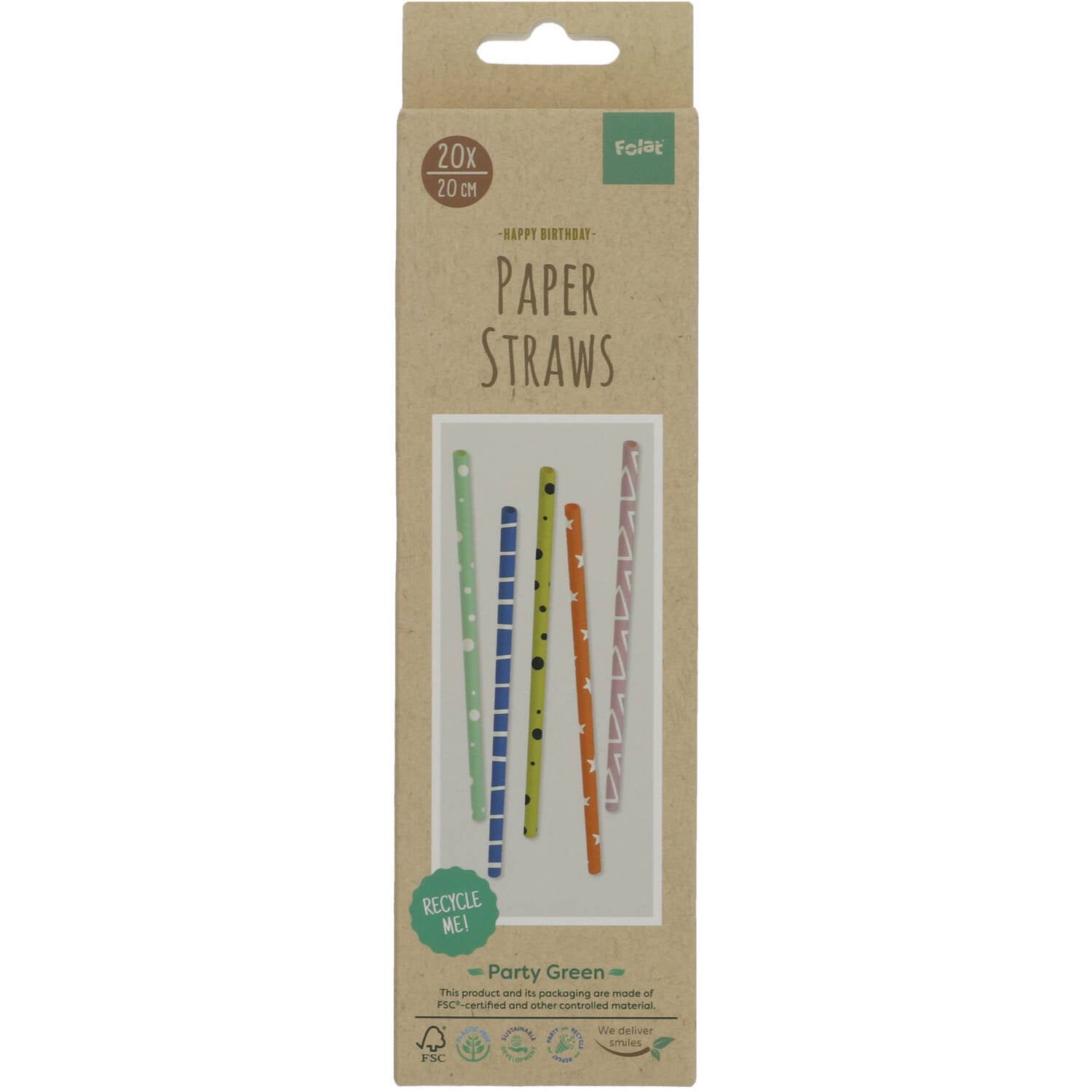 Multicoloured Paper Straws 20 cm (Pack of 20) - Anilas UK