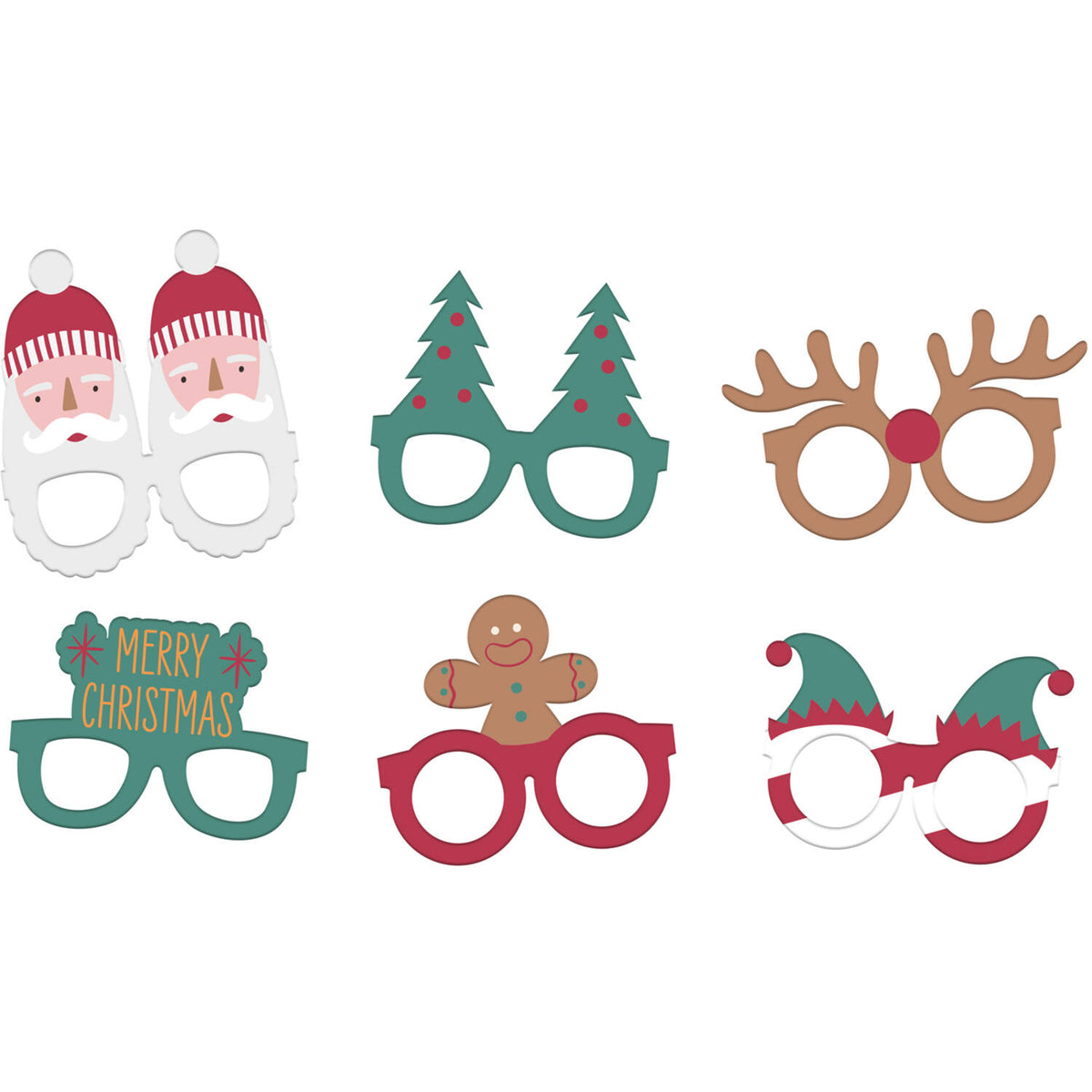 Christmas Holly Jolly Novelty Glasses (Set of 6 pieces)
