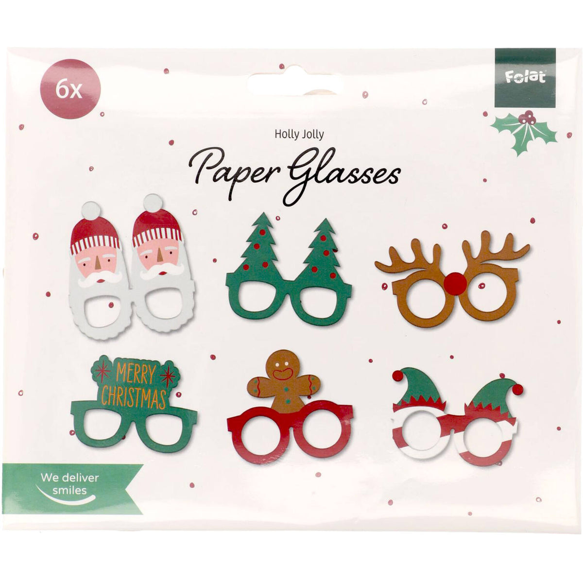 Christmas Holly Jolly Novelty Glasses (Set of 6 pieces)