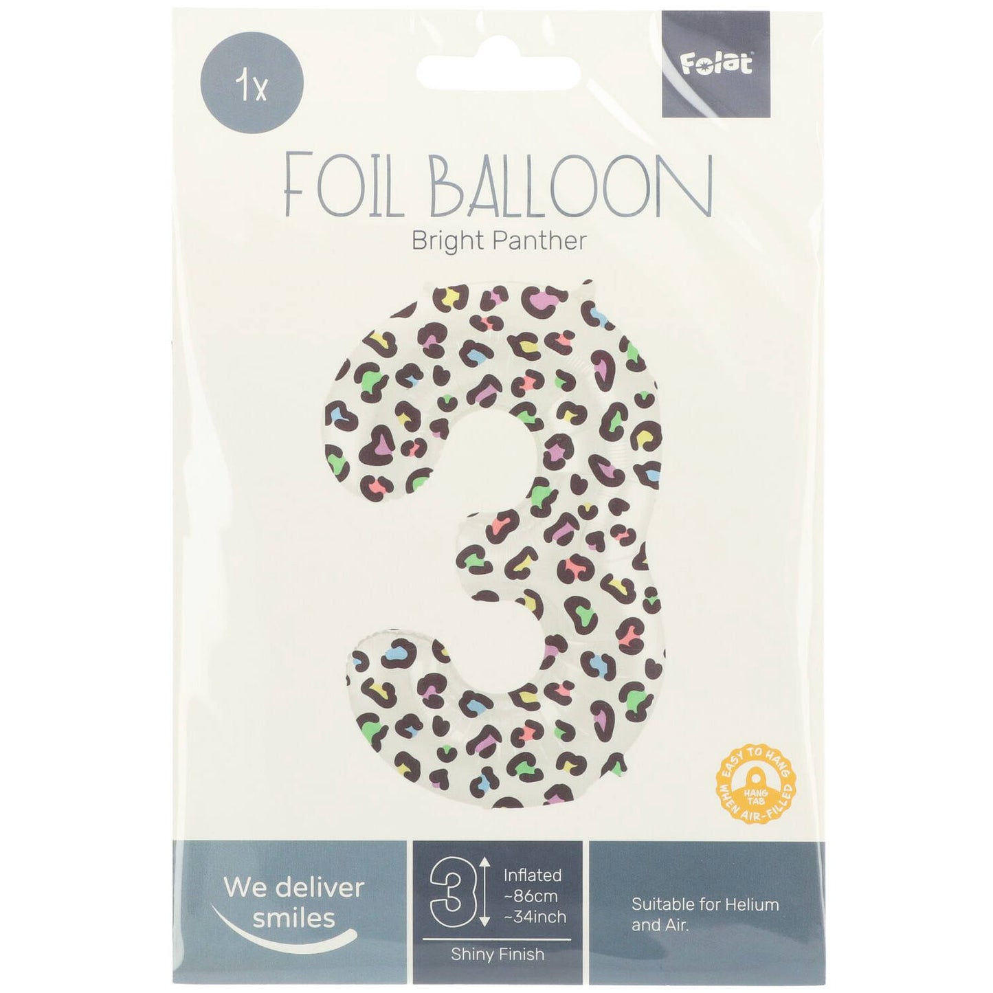 Bright Panther Number 3 Foil balloon, 86cm