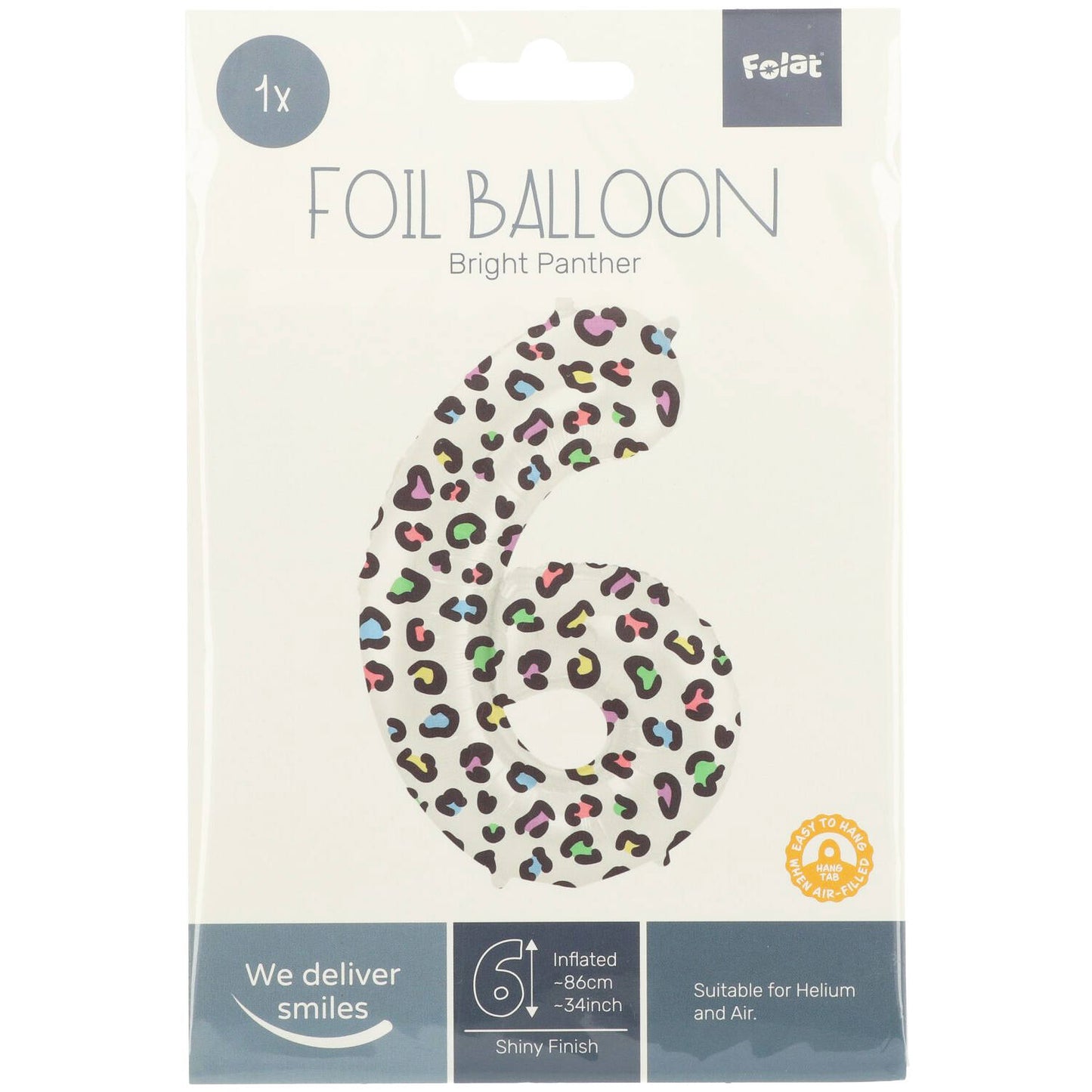 Bright Panther Number 6 Foil balloon, 86cm