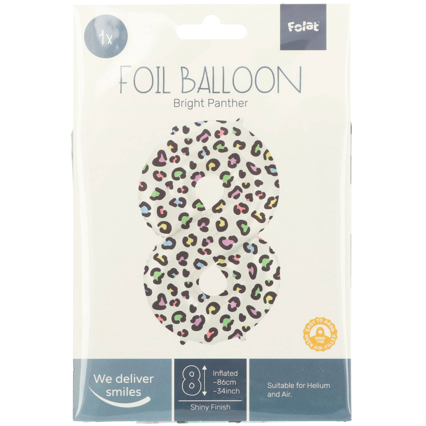 Bright Panther Number 8 Foil balloon, 86cm