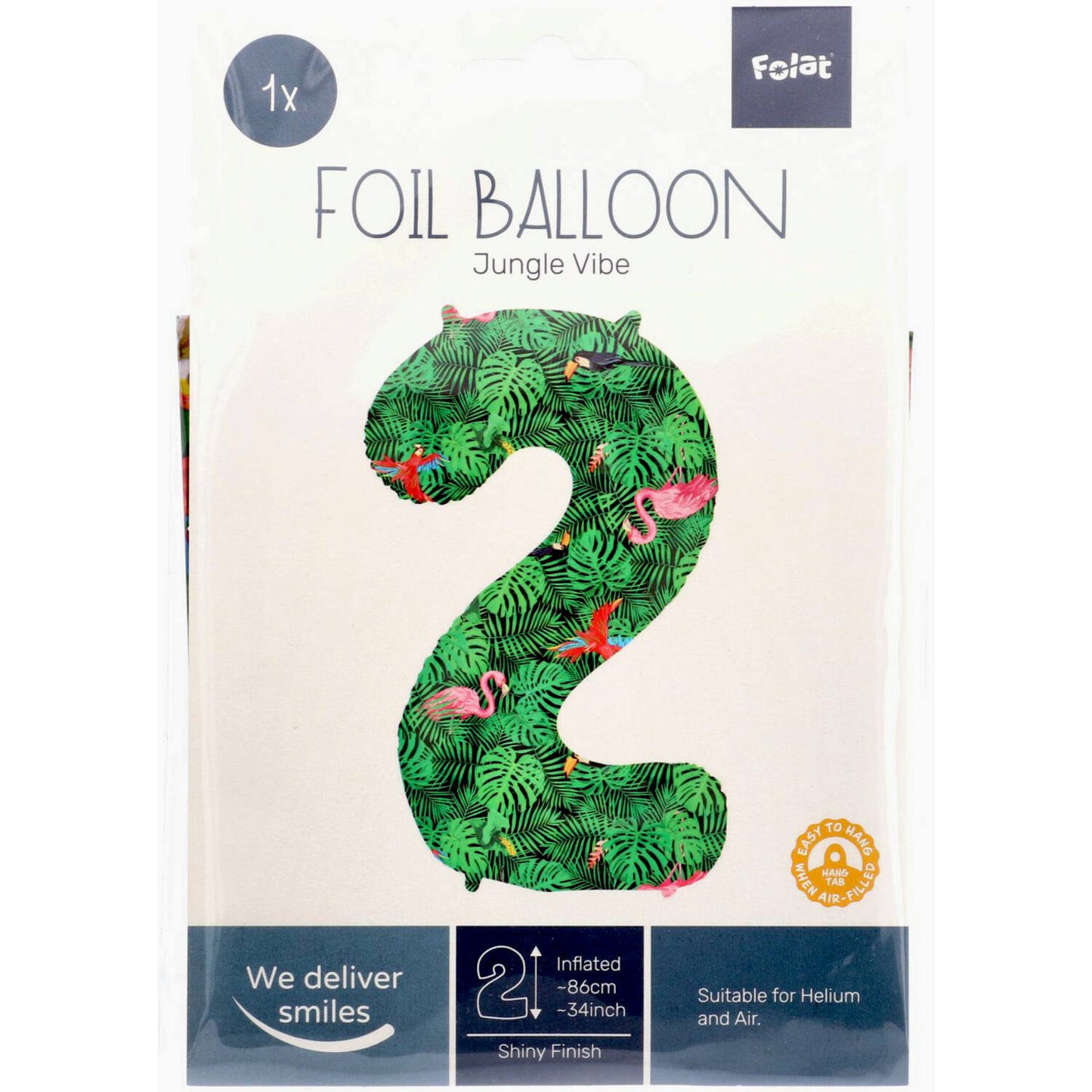 Jungle Vibe Number 2 Foil balloon, 86cm