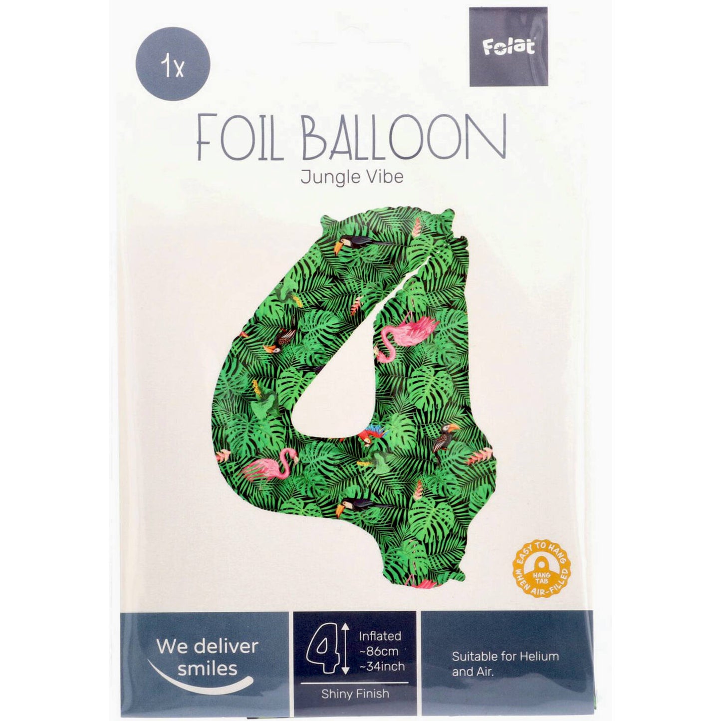 Jungle Vibe Number 4 Foil balloon, 86cm