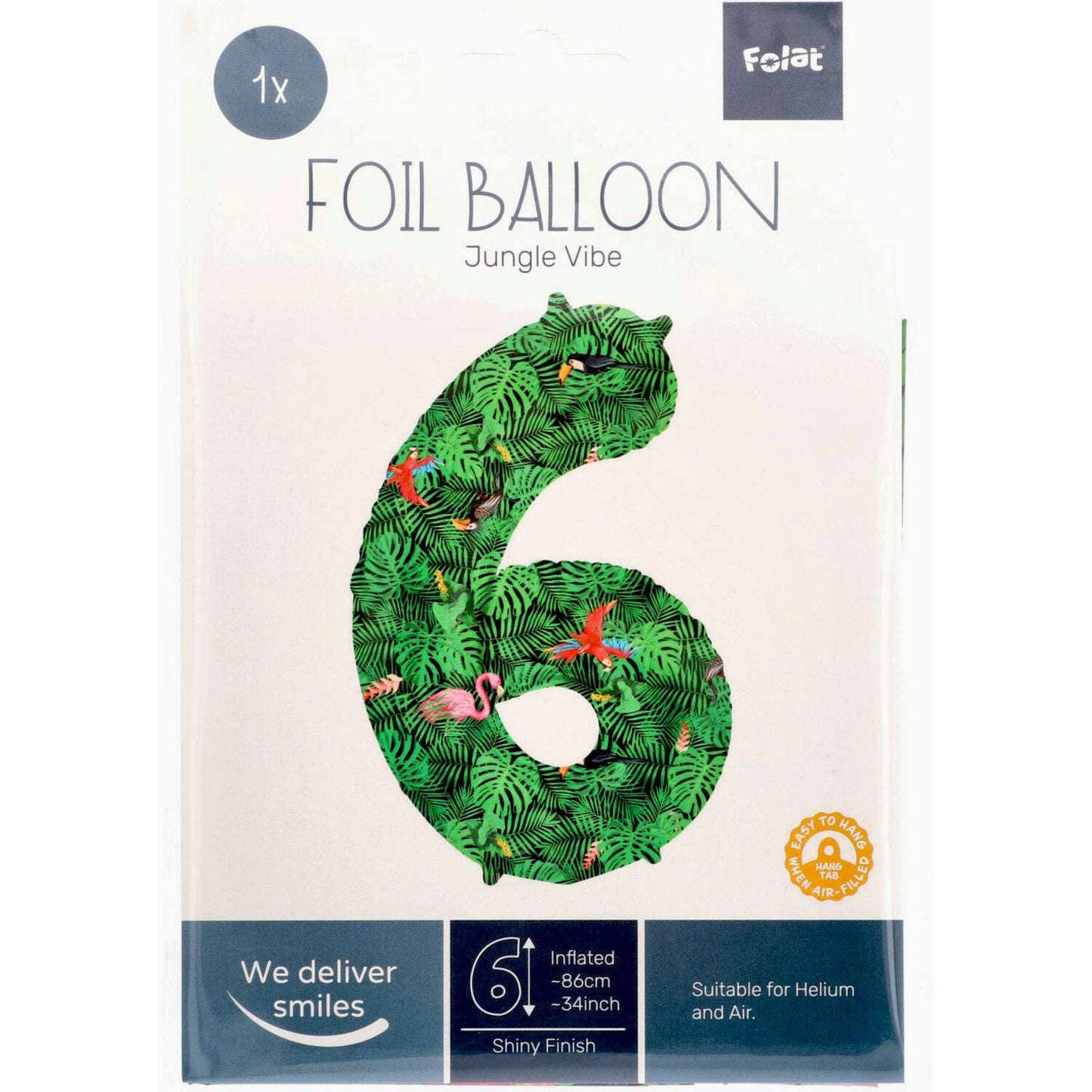 Jungle Vibe Number 6 Foil balloon, 86cm