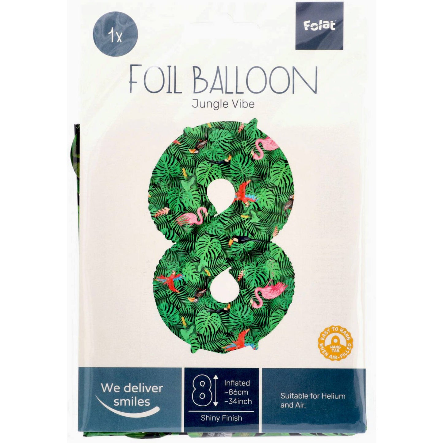 Jungle Vibe Number 8 Foil balloon, 86cm