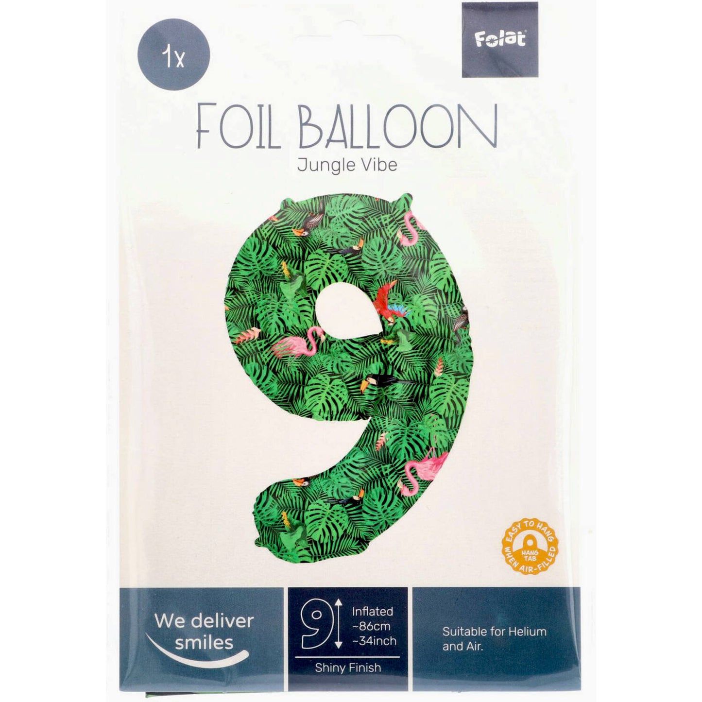 Jungle Vibe Number 9 Foil balloon, 86cm