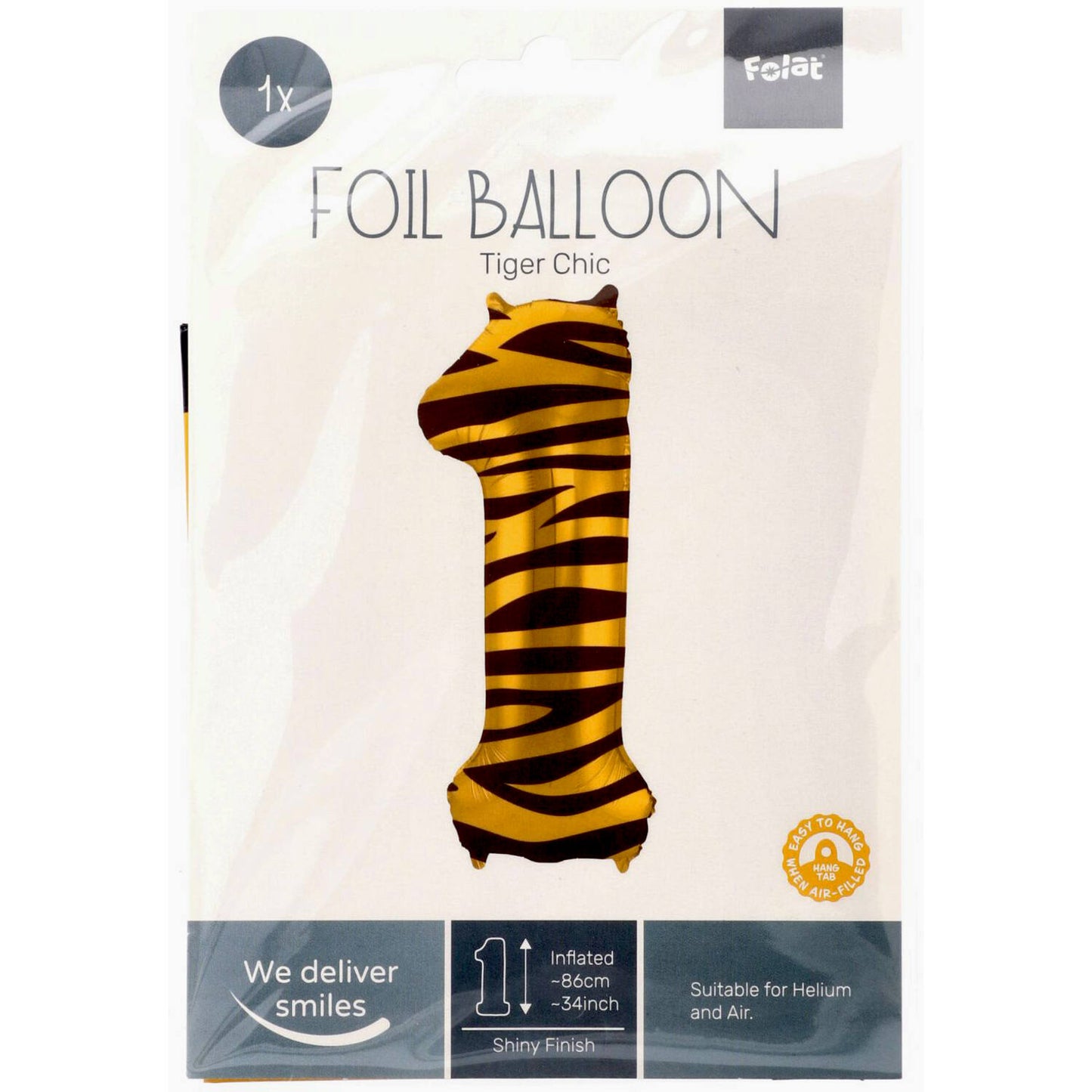 Tiger Chic Number 1 Foil balloon, 86cm