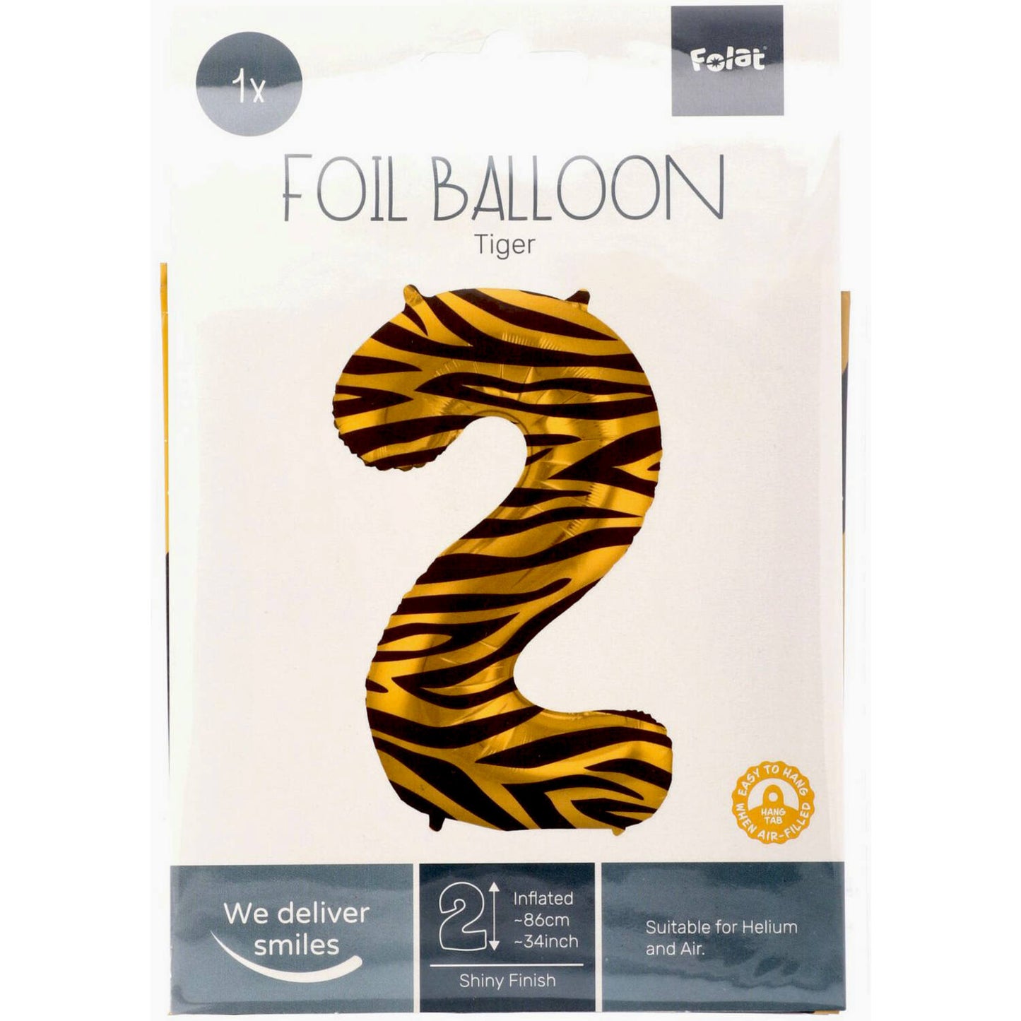 Tiger Chic Number 2 Foil balloon, 86cm