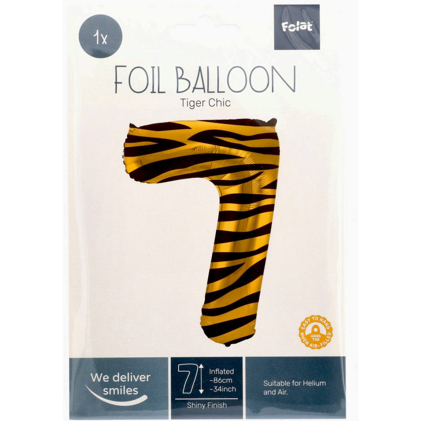 Tiger Chic Number 7 Foil balloon, 86cm