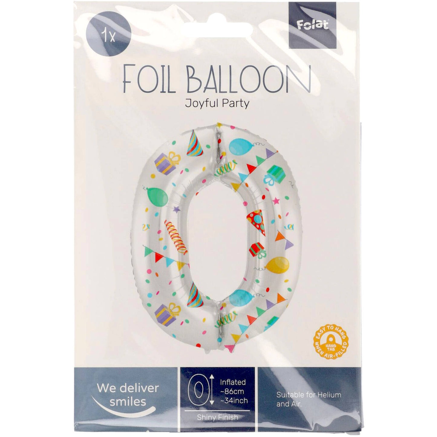 Joyful Party Number 0 Foil balloon, 86cm