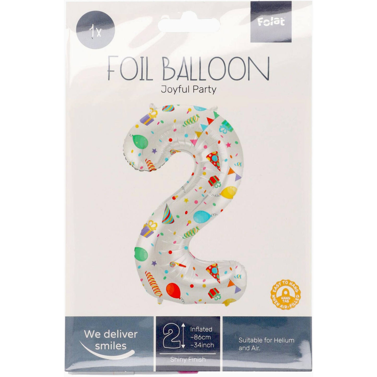 Joyful Party Number 2 Foil balloon, 86cm