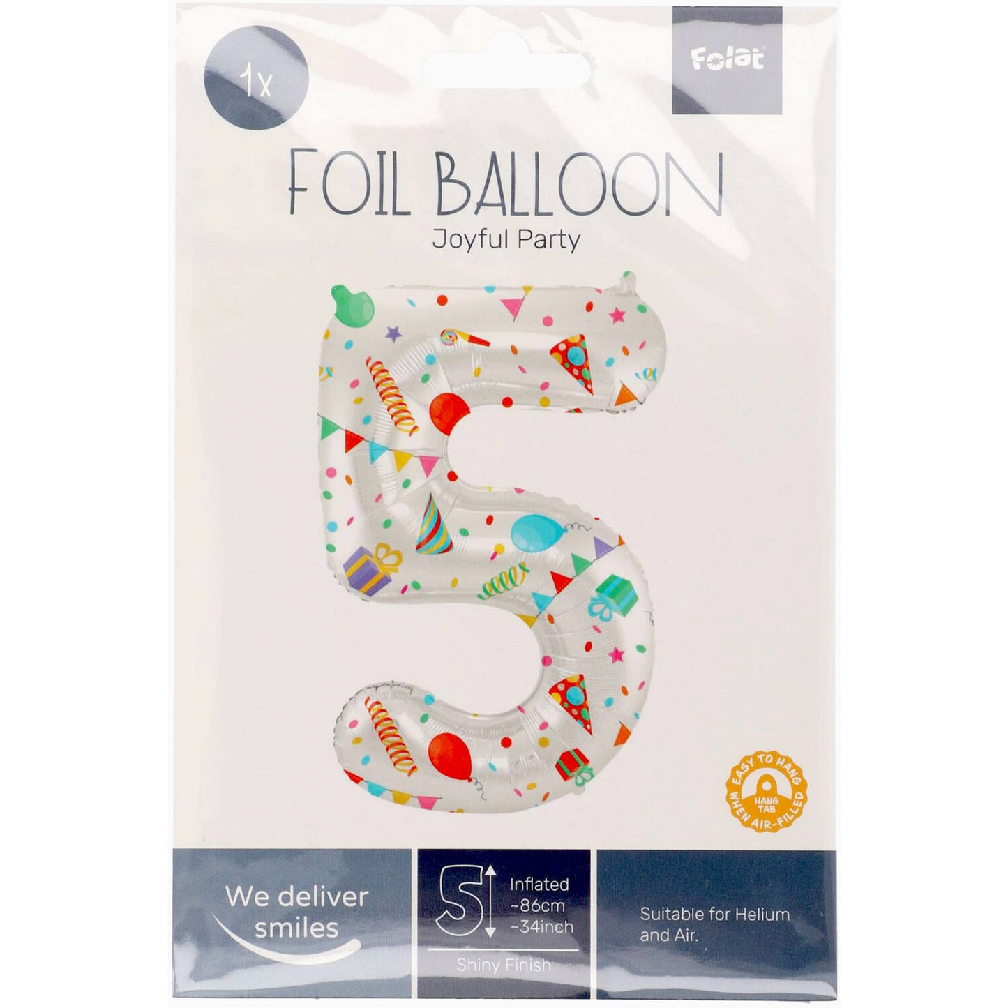 Joyful Party Number 5 Foil balloon, 86cm