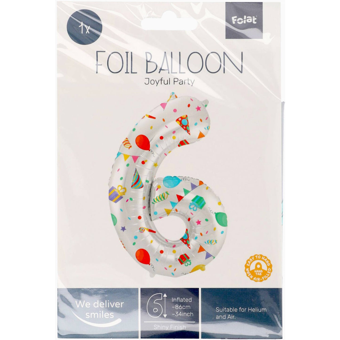 Joyful Party Number 6 Foil balloon, 86cm