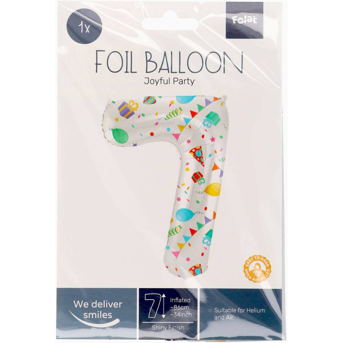 Joyful Party Number 7 Foil balloon, 86cm
