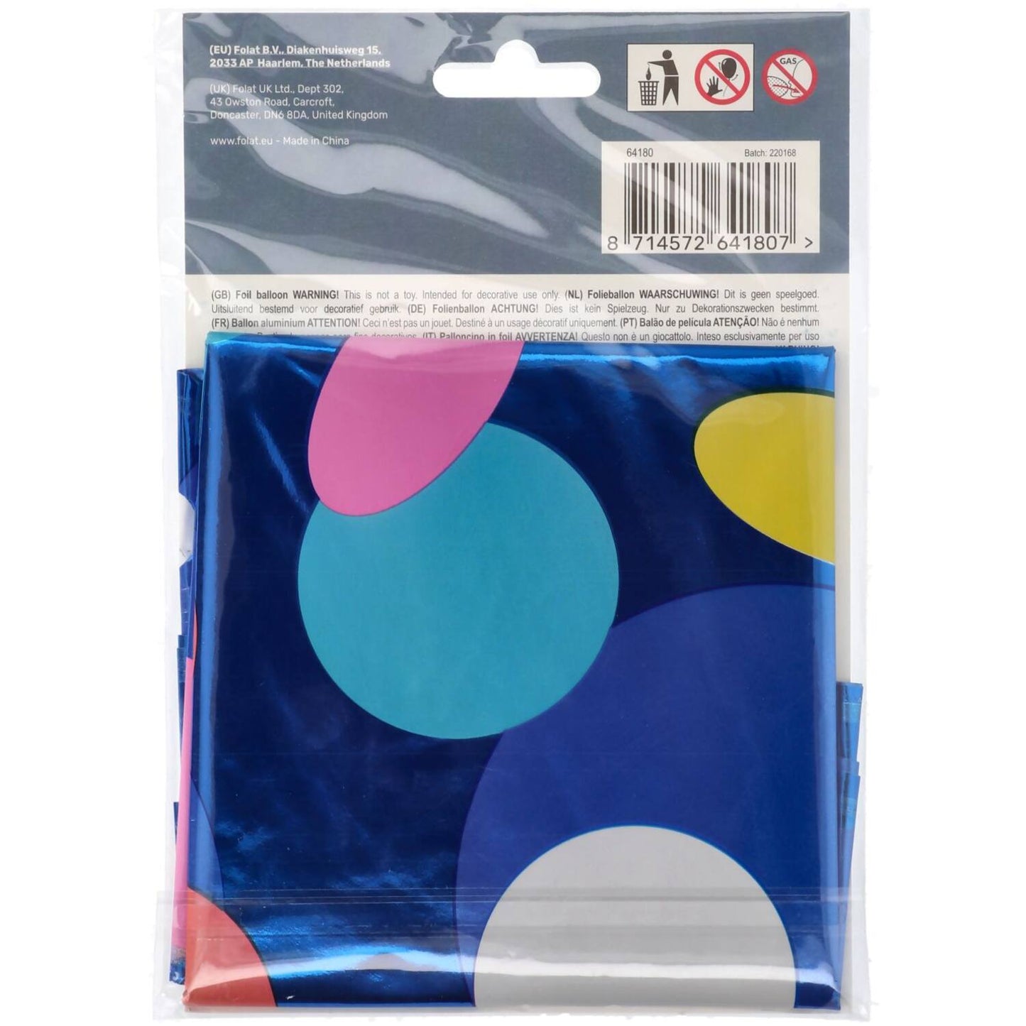 Colorful Dots Number 0 Foil balloon, 86cm