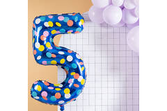 Colorful Dots Number 5 Foil balloon, 86cm