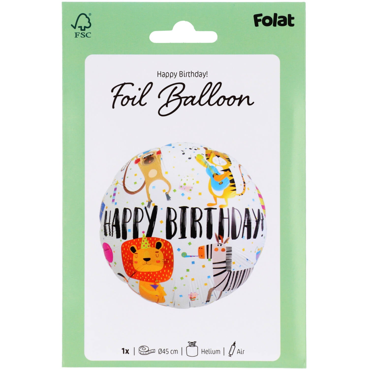 Happy Birthday Animals Foil Balloon 45 cm - Anilas UK