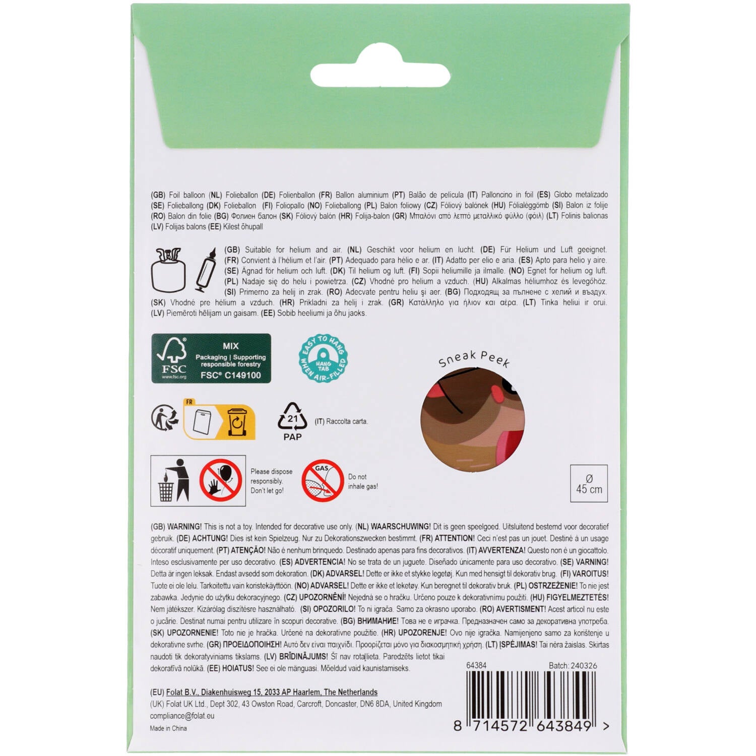 Happy Birthday Animals Foil Balloon 45 cm - Anilas UK