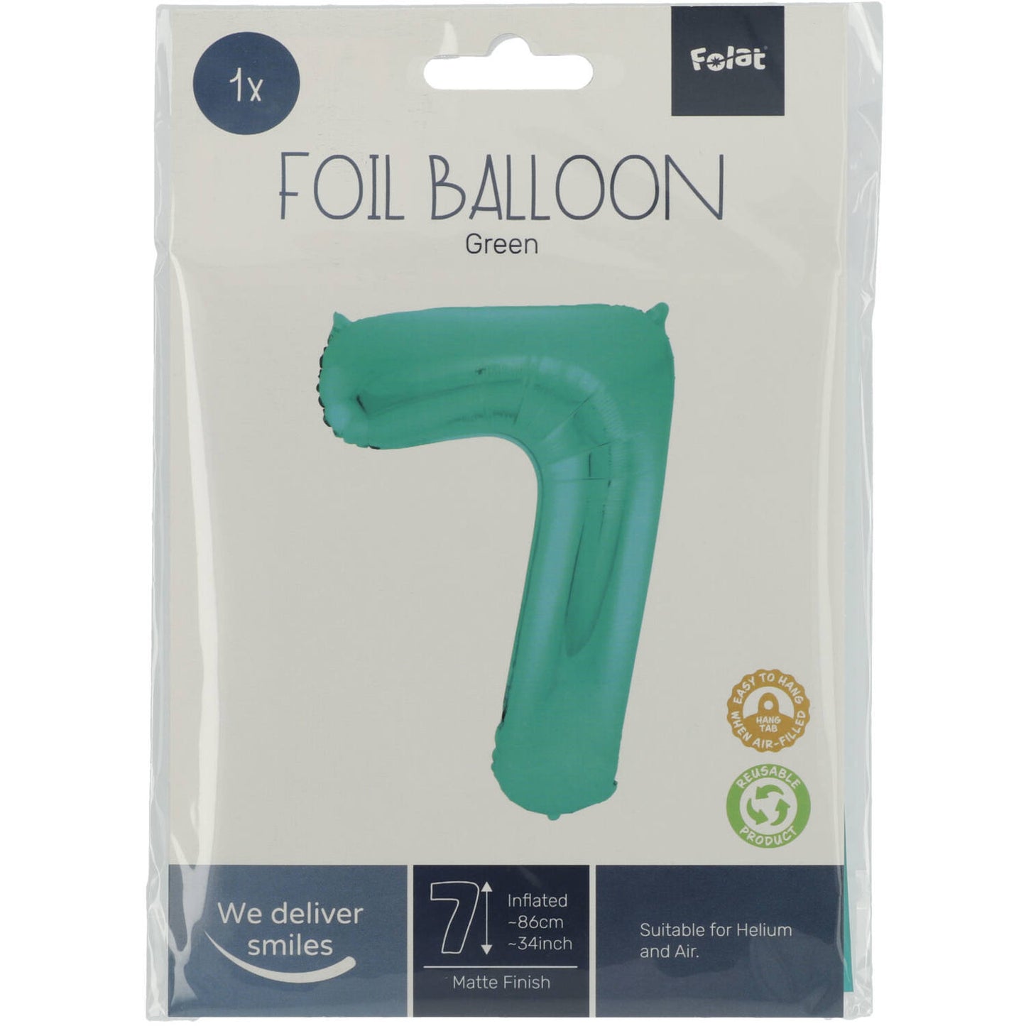 Green Metallic Mat Number 7 Foil balloon, 86cm