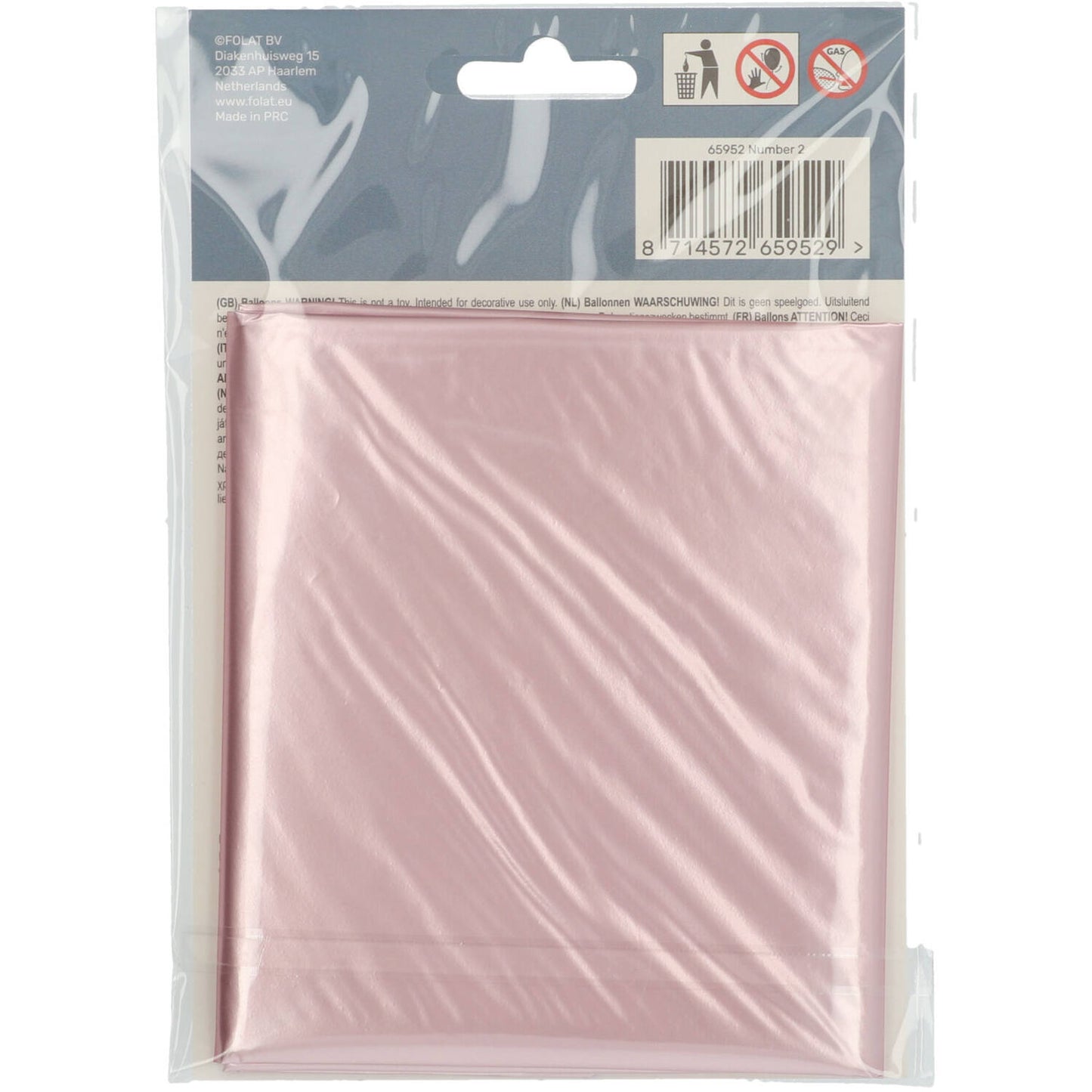 Pastel Pink Metallic Matt Number 2 Foil balloon, 86cm