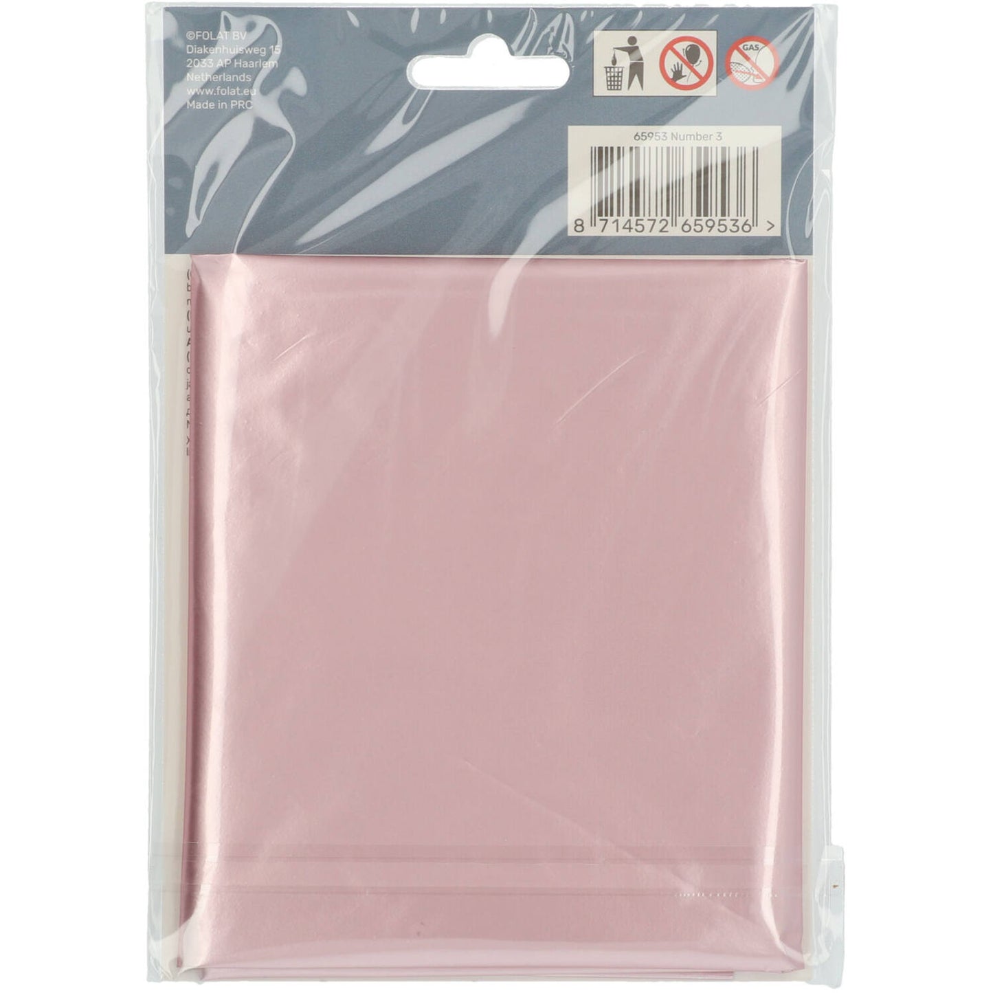 Pastel Pink Metallic Matt Number 3 Foil balloon, 86cm
