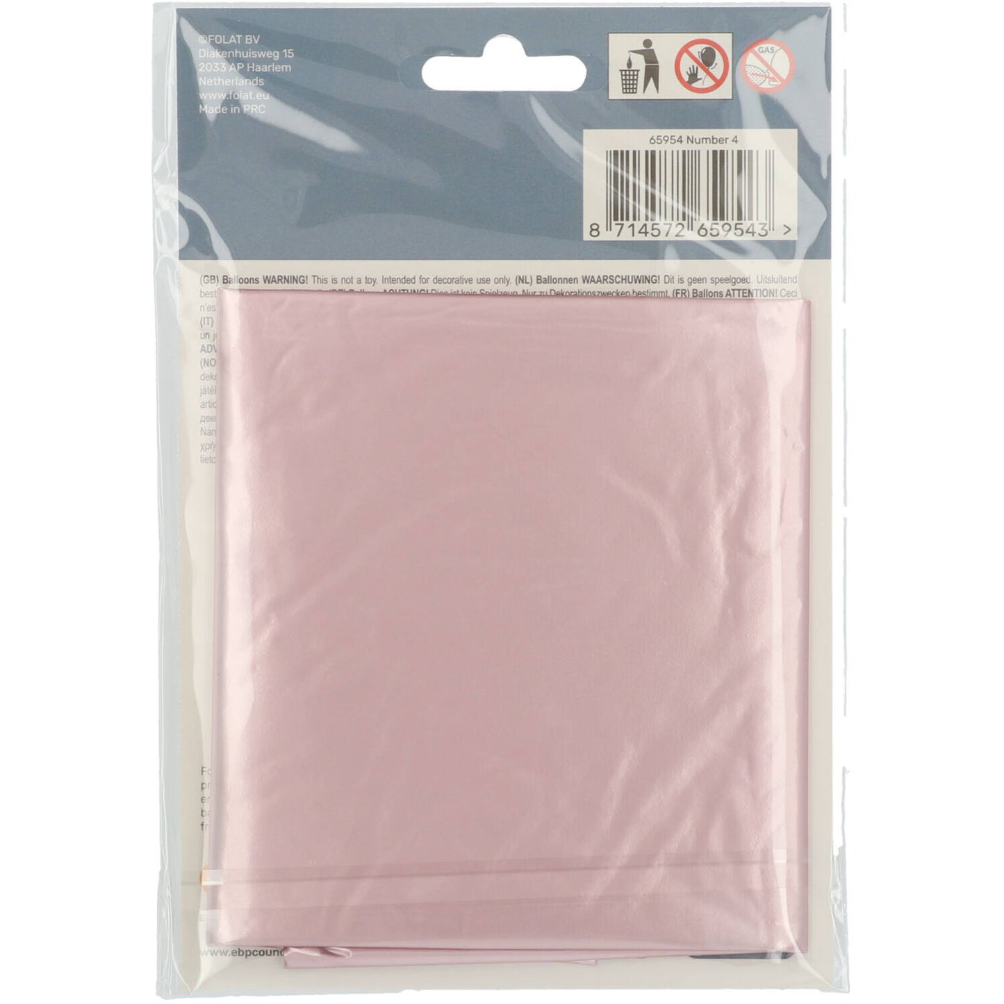 Pastel Pink Metallic Matt Number 4 Foil balloon, 86cm