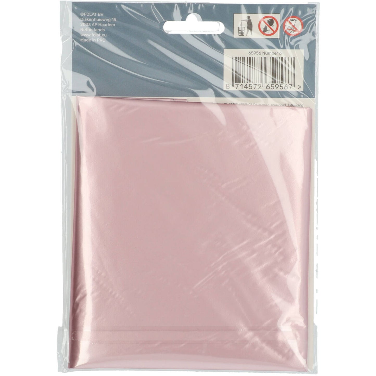 Pastel Pink Metallic Matt Number 6 Foil balloon, 86cm