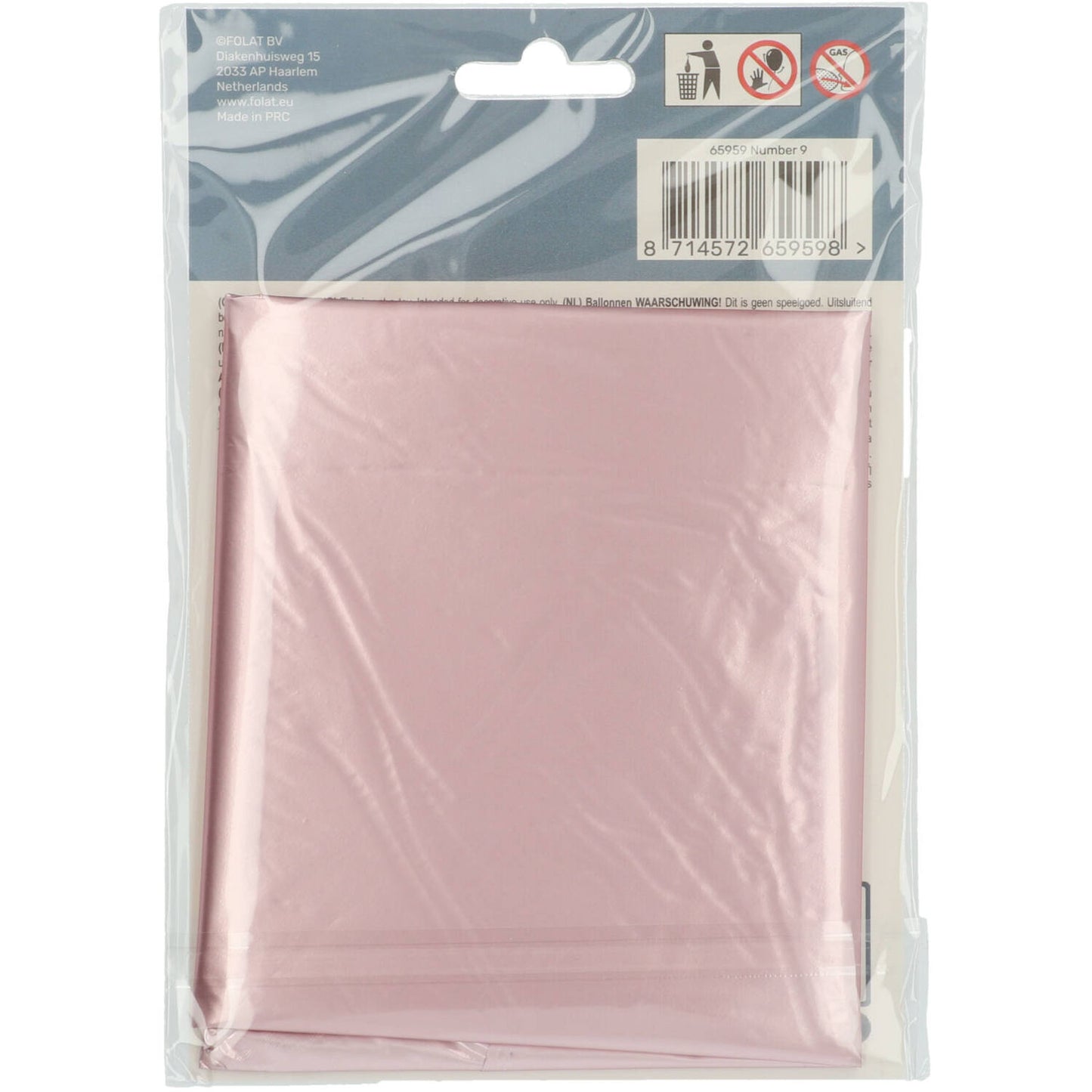 Pastel Pink Metallic Matt Number 9 Foil balloon, 86cm
