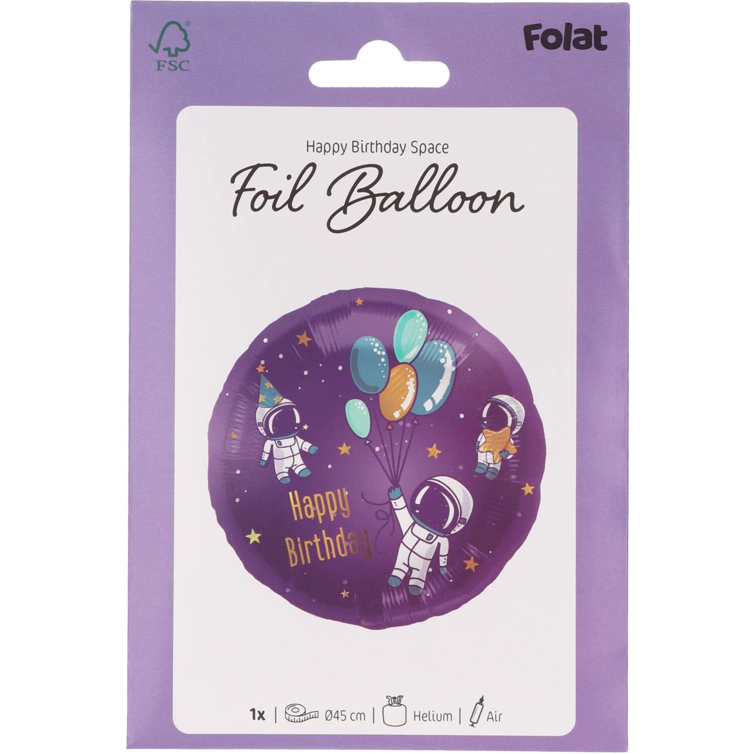 Space Happy Birthday Foil Balloon 45 cm - Anilas UK