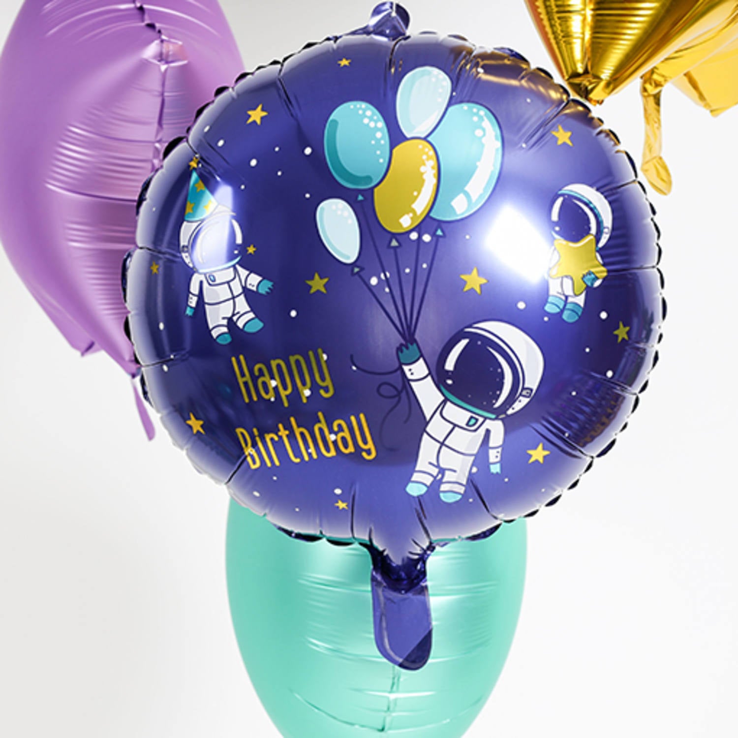 Space Happy Birthday Foil Balloon 45 cm - Anilas UK