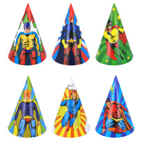 Superhero Party Cone Hat (Pack of 6) - Anilas UK